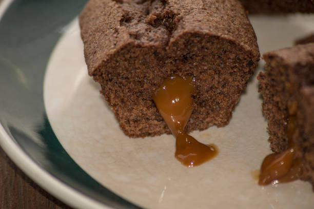 istock Mini chocolate puddings, filled with dulce de leche. 1191759969
