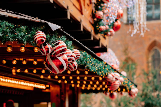 istock Christmas tree deocration, baubles on market in Wroclaw, Poland 1191760149