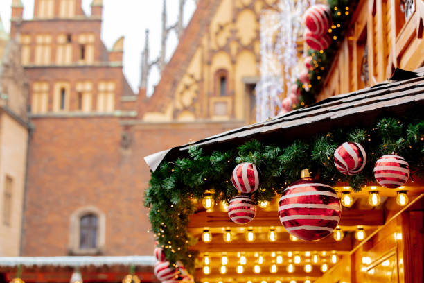 istock Christmas tree deocration, baubles on market in Wroclaw, Poland 1191760151