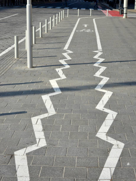 istock Bicycle Lane on the sidewalk, in the downtown 1191764583