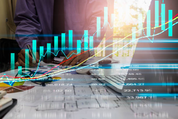Stock market or forex trading graph and candlestick chart suitable for financial investment concept. Economy trends background for business idea and all art work design. Abstract finance background. gráfico bursátil o de comercio de divisas y gráfico de velas adecuado para el concepto de inversión financiera. antecedentes de tendencias económicas para la idea de negocio y todo el diseño de trabajos de arte. antecedentes financieros abstractos.