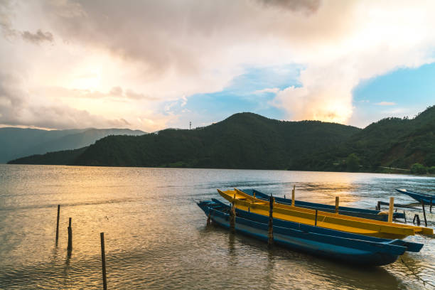 Lugu Lake in China at sunset