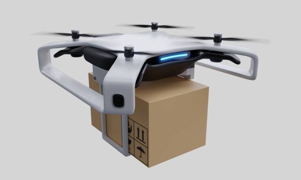 istock Drone delivery delivering on white background. 1191790402