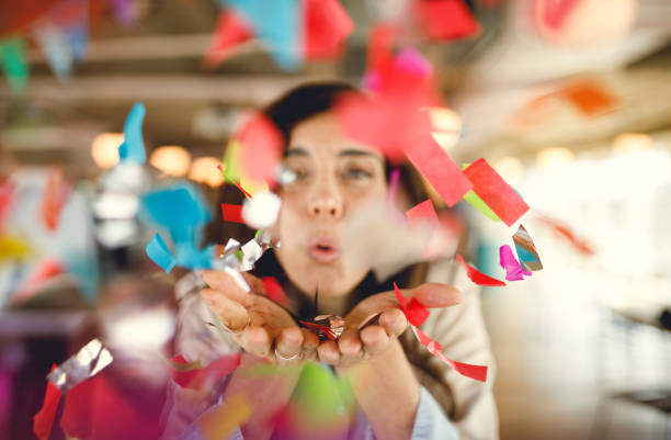 Colorful Confetti On White Background