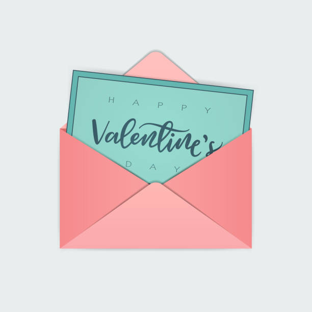miłość uwaga - greeting card envelope letter pink stock illustrations
