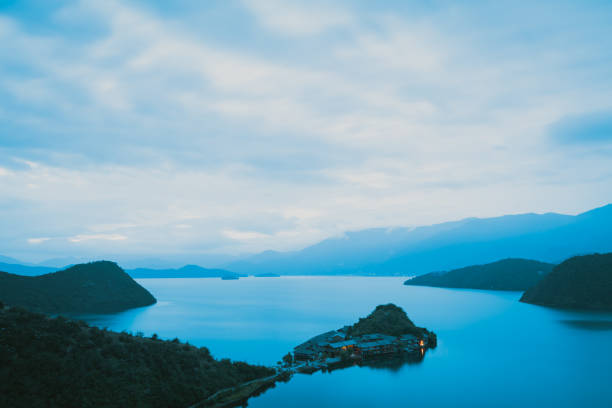 Ideal State,Erhai Lake,Dali Bai Autonomous Prefecture,Yunnan,China,Asia.The architectural style of Santorini.