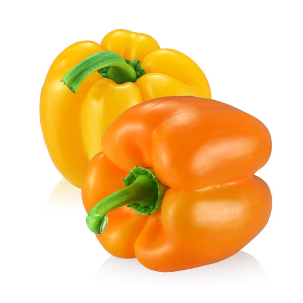istock Two bell peppers isolated on white background. 1191800506