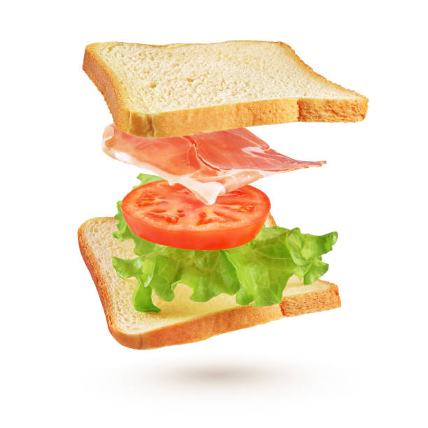 istock Sandwich with with flying ingredients isolated on white 1191800537