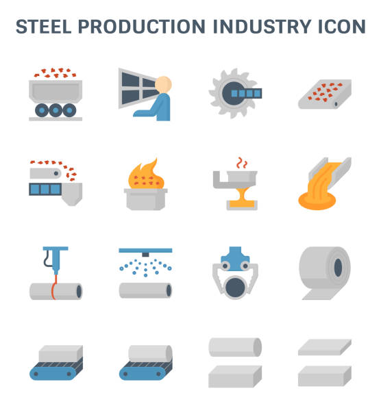 illustrations, cliparts, dessins animés et icônes de icône de production d'acier - rolling mill