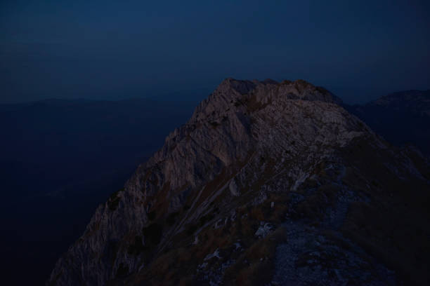 istock Blue hour over the mountain ridge. 1191806837