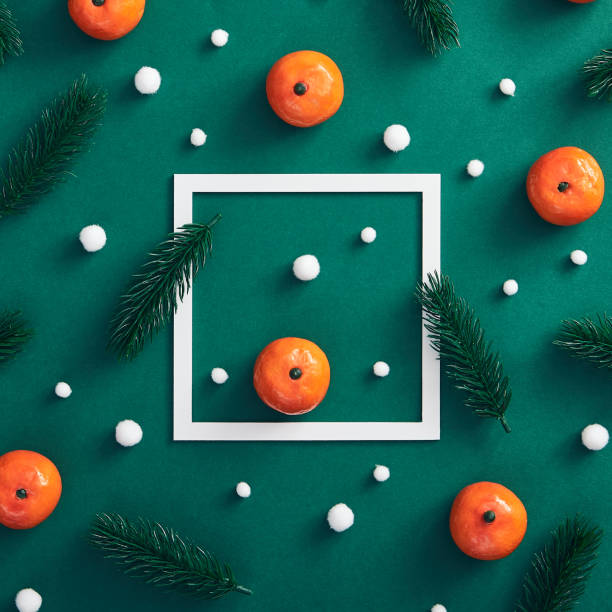 istock Christmas composition on dark green background 1191808410