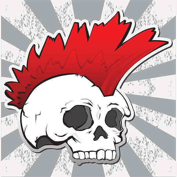 punk skull illustrationen - frisur irokese stock-grafiken, -clipart, -cartoons und -symbole