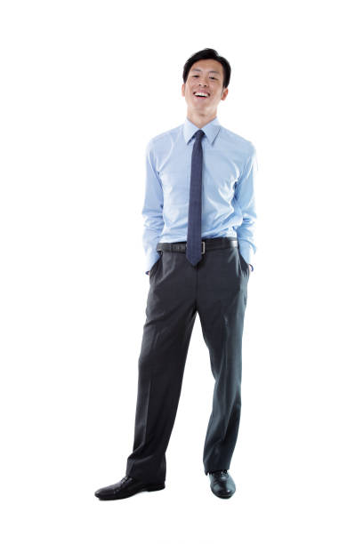 istock Asian Businessman Laughing with Hands in Pockets on White Background 1191813863