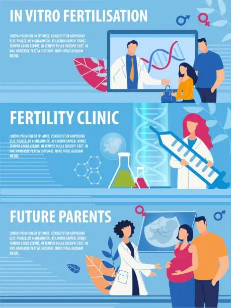 Vector illustration of Header Banners Set for Online Fertility Clinic