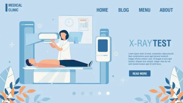 Vector illustration of Medical Clinic Flat Landing Page Offer X-Ray Test