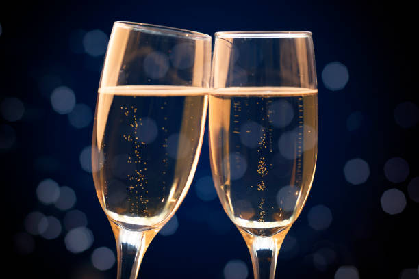 istock Two champagne glasses ready to bring in the New Year 1191815954