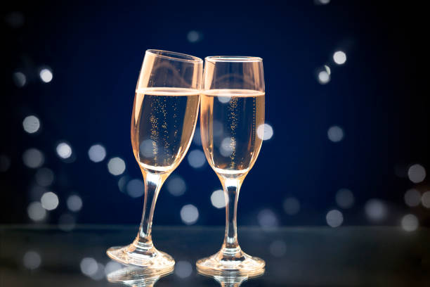 istock Two champagne glasses ready to bring in the New Year 1191815984