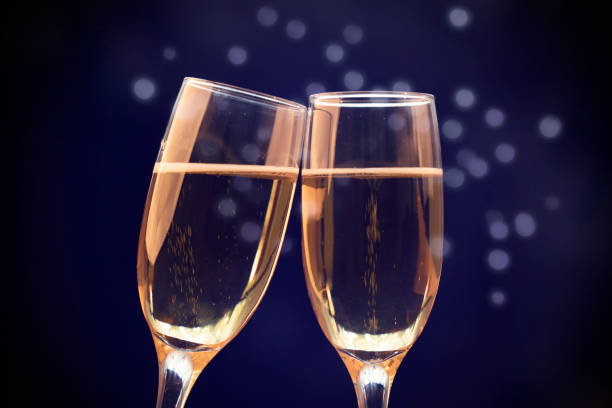 istock Two champagne glasses ready to bring in the New Year 1191816076