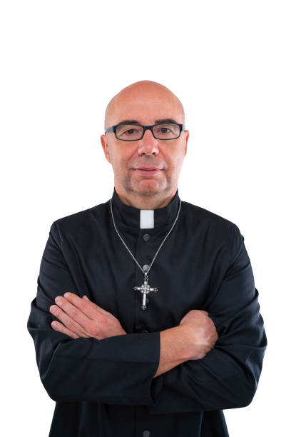 istock Priest bald with glasses and cassock isolated on white 1191822347