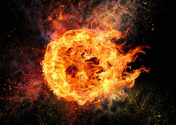 vortex de flamme abstrait - fireball photos et images de collection