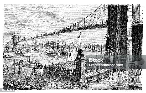 Ponte De Brooklyn - Arte vetorial de stock e mais imagens de Cidade de Nova Iorque - Cidade de Nova Iorque, História, 1880