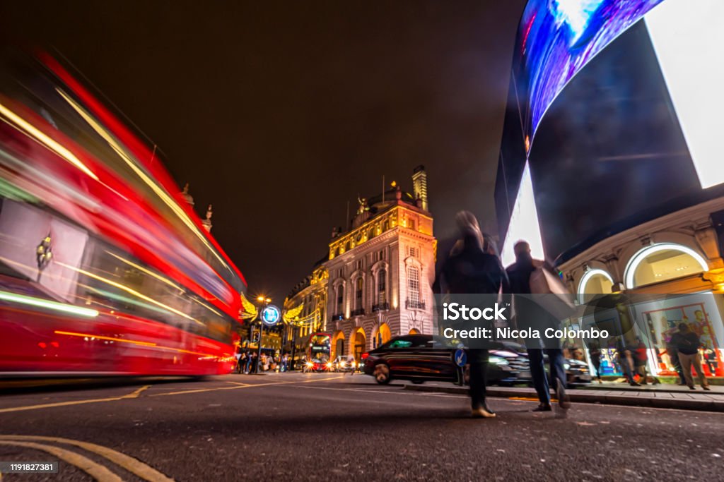 Night scene in Piccadilly Circus Piccadilly Circus Stock Photo