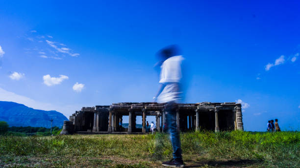 Young man exploring heritage Kabutar khana Pavilion