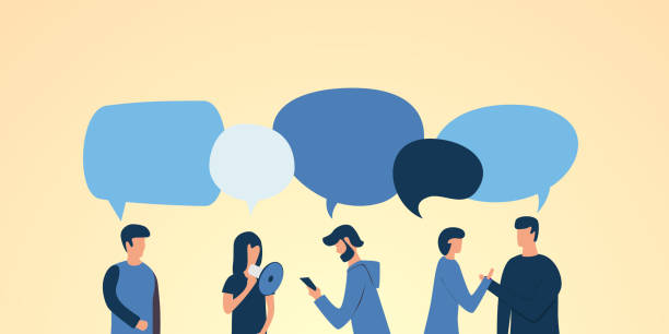 istock Flat design social network communication vector concept illustration of group of people chatting with speech bubbles. Template for web design, banner, mobile app, landing page and infographics. 1191832936