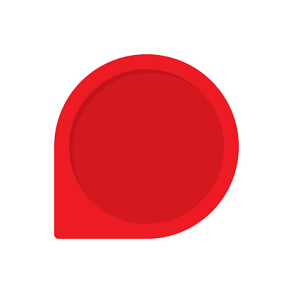 Blank red speech bubble icon. Vector illustration.