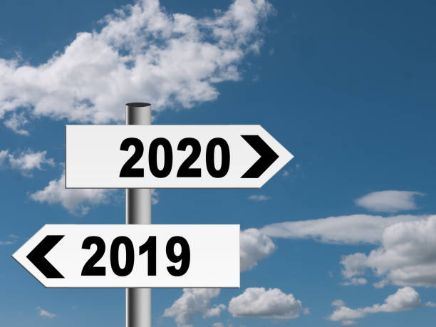 New year signposts, direction. 2019, 2020.