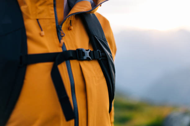 istock Hiker walks along footpath on mountain ridge 1191836253
