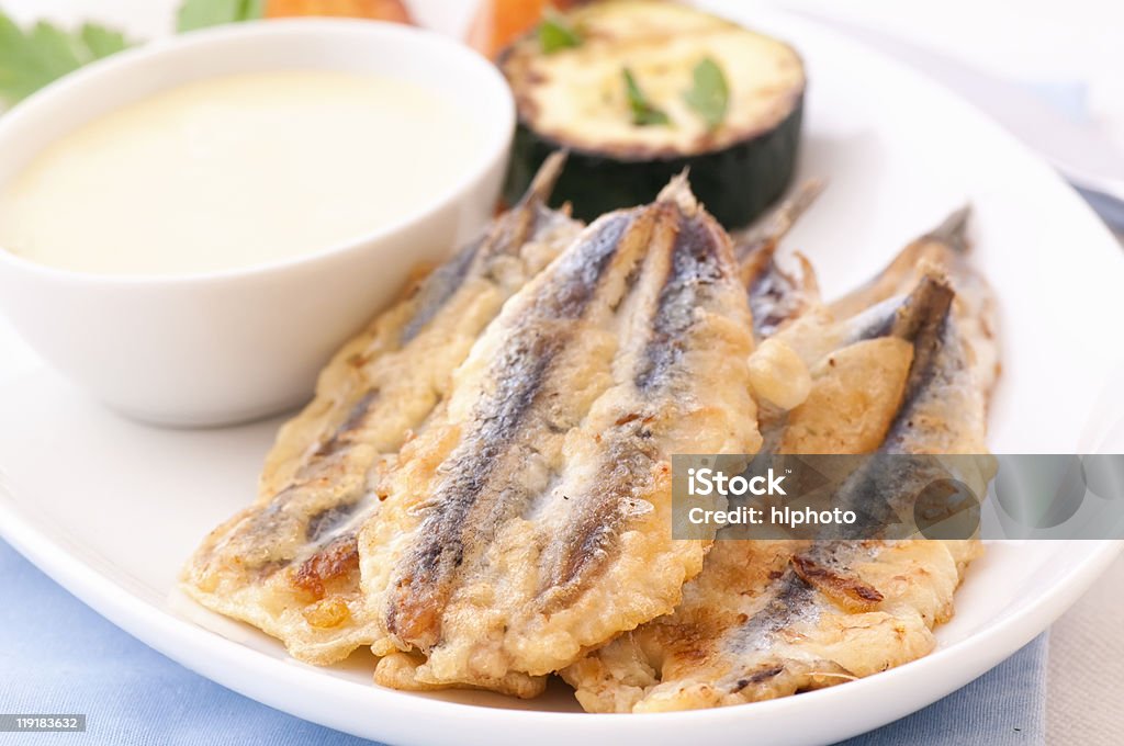 Anchovy with Aioli  Fried Stock Photo