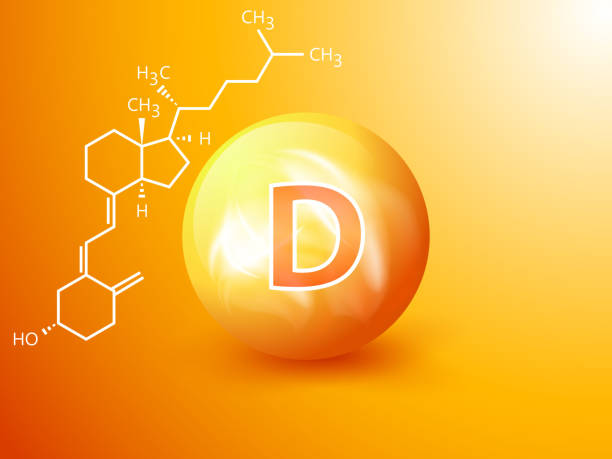 ilustrações, clipart, desenhos animados e ícones de conceito do vetor do sinal da nutrição. o poder da fórmula química da vitamina d. - sun sunlight symbol sphere