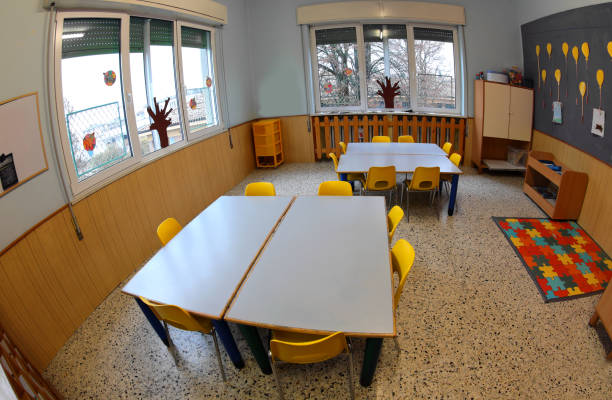 istock interior of a school class with low tables 1191837593