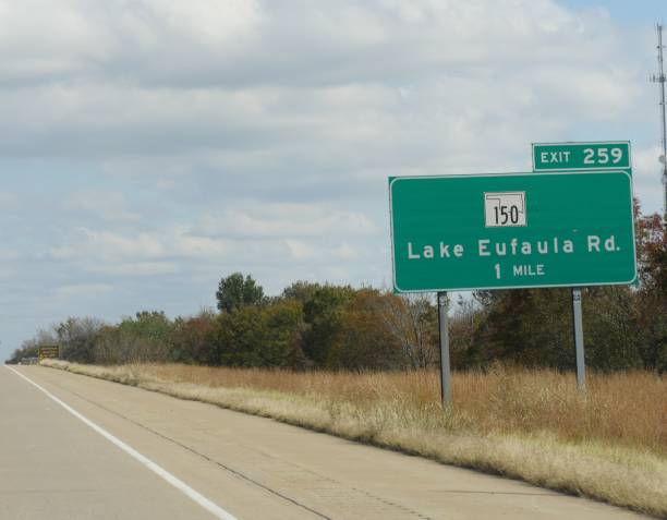 istock Roadside sign to Lake Eufaula Road, Oklahoma. 1191837640