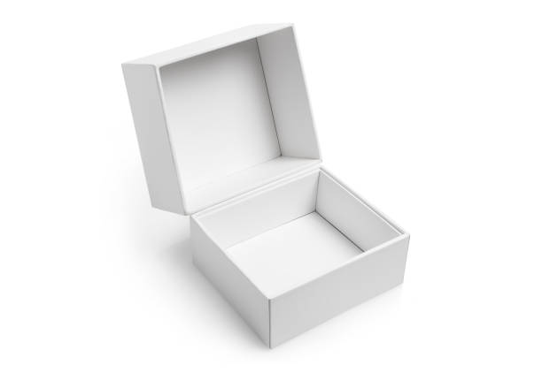 otwórz puste kwadratowe pole na białym - box white cube blank zdjęcia i obrazy z banku zdjęć