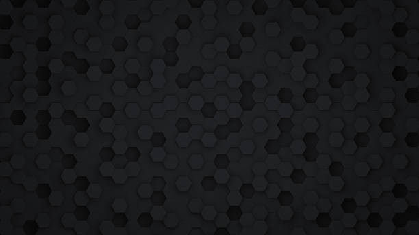 istock Black hexagon abstract background with futuristic pattern digital technology or honeycomb style. Dark geometry Backdrop. 3D Rendering. 1191848318