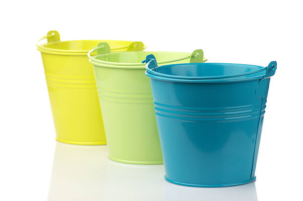 Colorful buckets stock photo