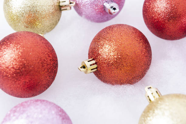 istock Christmas balls and snowflakes on white. 1191852531