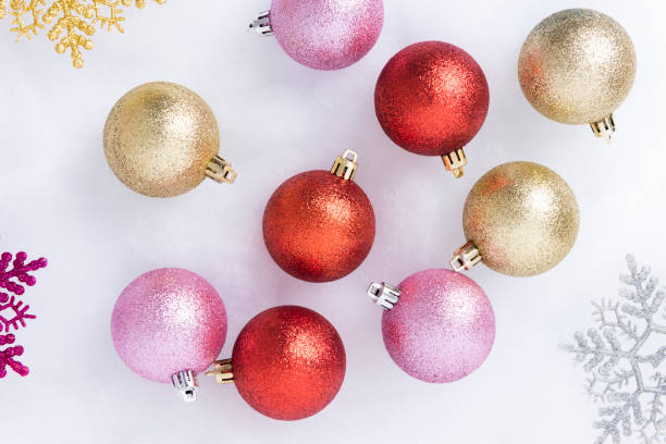 istock Christmas balls and snowflakes on white. 1191852535