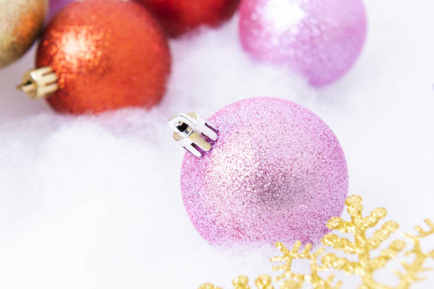istock Christmas balls and snowflakes on white. 1191852655