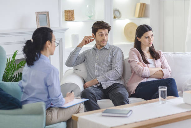istock Couple going through difficult times visiting family therapist 1191856140