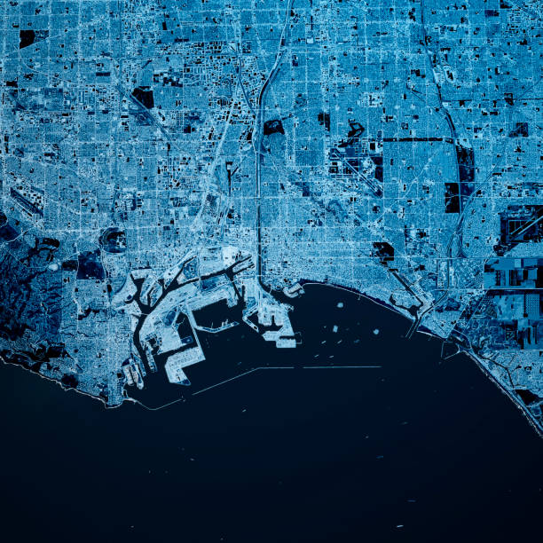 istock Long Beach California 3D Render Map Blue Top View Mar 2019 1191858685