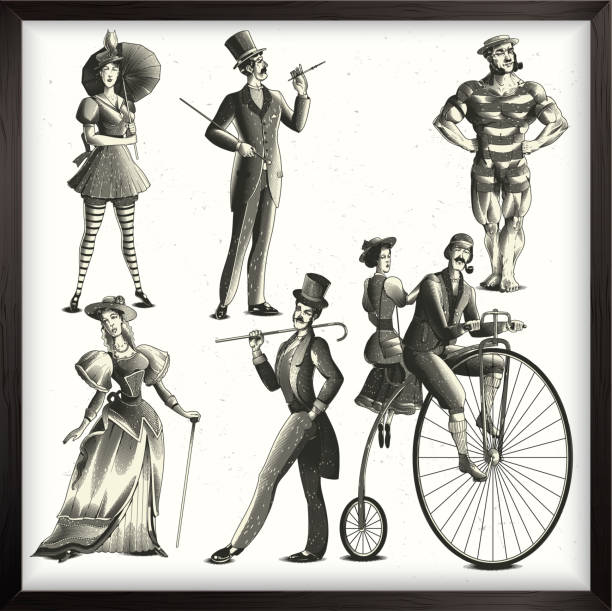 ilustrações, clipart, desenhos animados e ícones de senhoras e senhores ajustados - retro revival couple men elegance