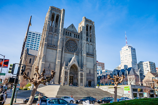 San Francisco,California,USA, 4 January 2009 :   Iconic Grace Cathedral stands on top of Nob Hill
