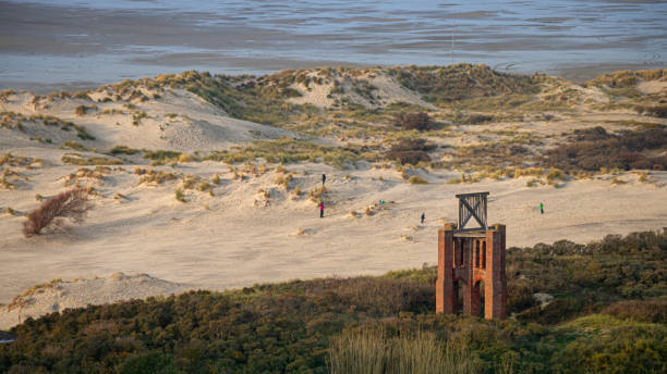 panoramic landscape with ancient lighthouse in borkum, travel germany