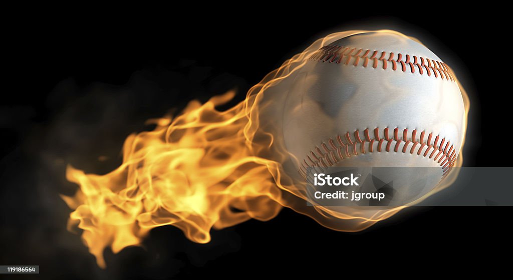 Flaming baseball - Zbiór zdjęć royalty-free (Baseball)