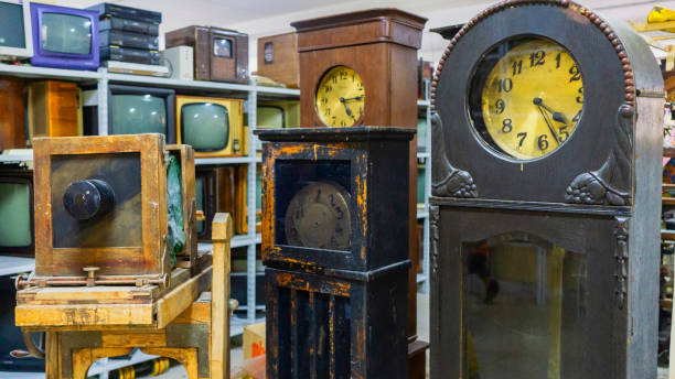 istock Collection of vintage clock and old camera. 1191867733