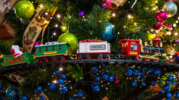 istock Christmas train with decoration and lighting on the Christmas tree. 1191867759