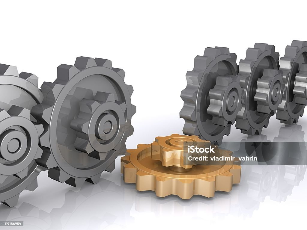 Cadeia de metallic gears sem link - Foto de stock de Abstrato royalty-free